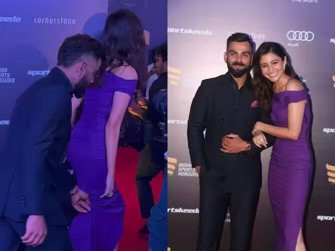 Anushka Sharma, Virat Kohli are all smiles at awards ceremony, fans call them ‘best couple’ ઇવેન્ટમાં અનુષ્કા શર્માનો ડ્રેસ ઉઠાવીને પાછળ ચાલતો જોવા મળ્યો Virat Kohli, વીડિયો જોઇ ફેન્સ ફિદા