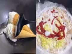 Street Vendor Makes Ice Cream Noodles With Chilli Sauce, Netizens Call It 'Rat Poison'