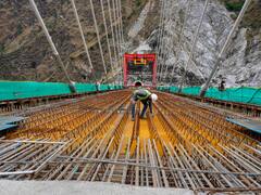 India's First Cable Railway Bridge Over Anji River Closer To Completion — IN PICS
