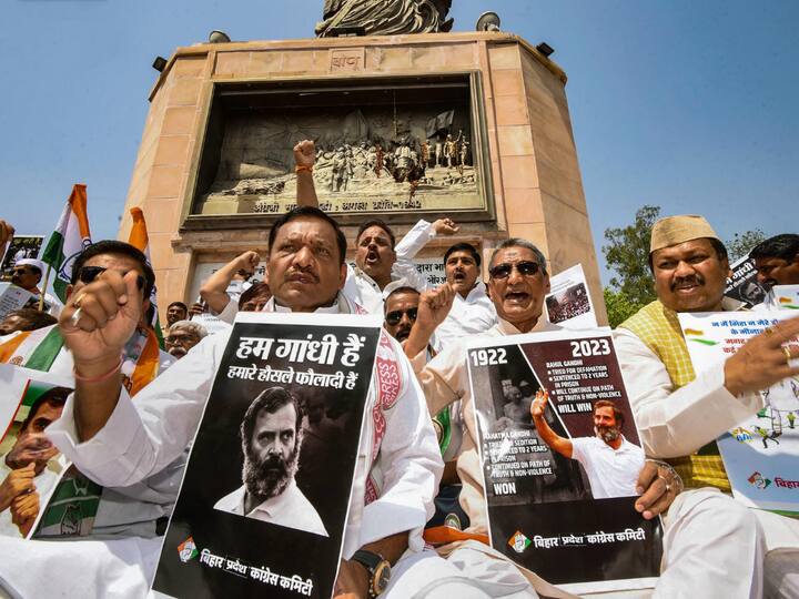 Congress leaders and workers across the nation have been staging protests, showing their dissent on the disqualification of Rahul Gandhi as MP.