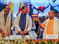 UP Politics: तस्वीरों में सीएम योगी के साथ गदगद दिखे दोनों डिप्टी सीएम, ऐसे में मनाया गया जश्न