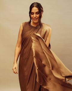 Neha Dhupia Dazzles In An Olive Green Saree. See Pics
