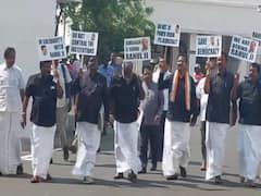 Rahul Gandhi's Disqualification: TN Congress MLAs Stage Protest By Donning Black Shirts To Assembly - VIDEO