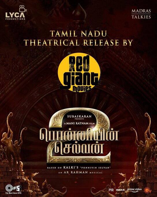 பொன்னியின் செல்வன் 2ஆம் பாகத்தின் தமிழ்நாட்டு விநியோக உரிமத்தை ரெட் ஜெயண்ட் தயாரிப்பு நிறுவனம் வாங்கியுள்ளது.