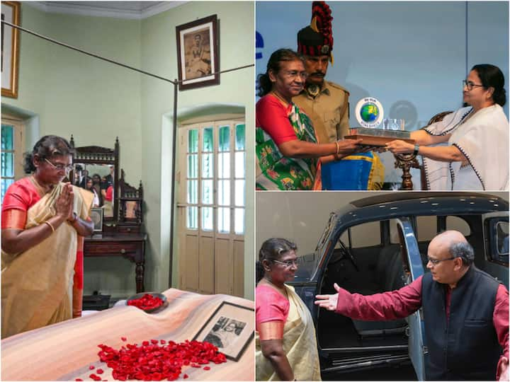 President Droupadi Murmu paid homage to freedom fighter Netaji Subhas Chandra Bose at his ancestral home in Kolkata on Monday.