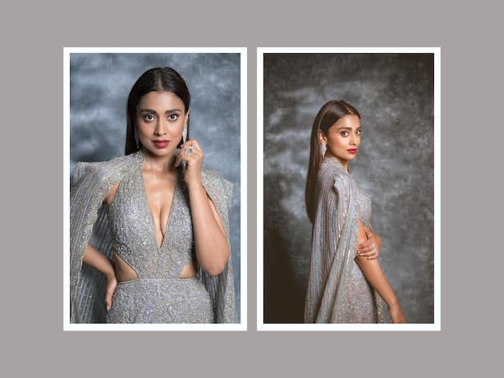 Shriya Saran recently uploaded a chain of pictures on Instagram where she oozes elegance in a silver gown. Posing gracefully in the outfit, she simply aced her look.