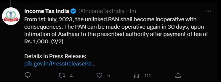 Aadhar Pan Link: ஆதார்கார்டுடன் பான் கார்டை இணைக்க ஜூன் 30 வரை அவகாசம் - மத்திய அரசு அறிவிப்பு