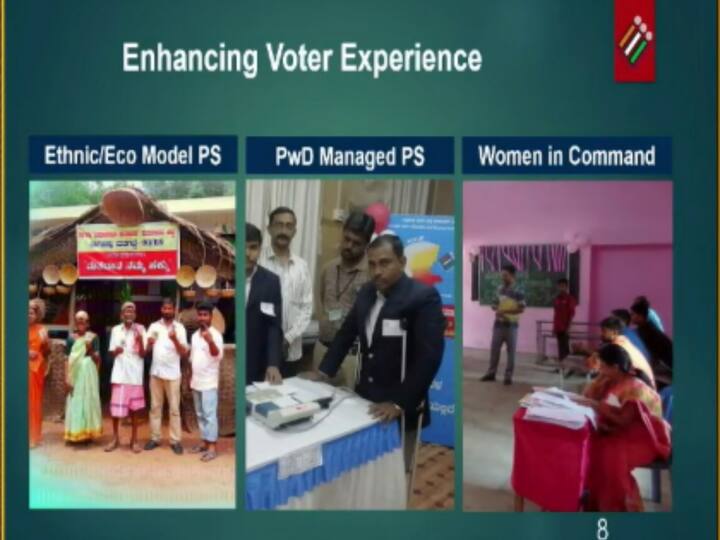 ECI is working continuously to enhance voter experience by setting up ethnic eco model polling stations, encouraging PwD to vote by having PwD managed polling stations and having a large number of polling stations managed by women. (Image Source: Election Commission of India)