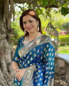Ankita Lokhande Looks Elegant In A Blue Silk Saree. See Pics