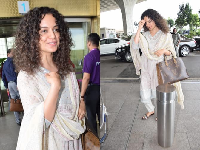 Kangana Ranaut spotted at the airport with a Louis Vuitton bag costing Rs  1.8 lakh as she returns from Budapest 1 : Bollywood News - Bollywood Hungama