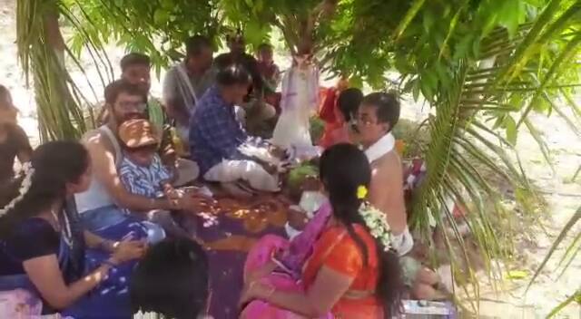 Viral News A farmer who got married to mango trees in Palamuru మామిడి చెట్లకు పెళ్లి చేసిన పాలమూరు రైతు కుటుంబం