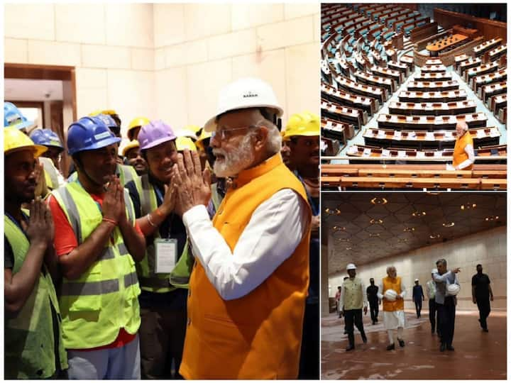 Prime Minister Narendra Modi paid a surprise visit to the new parliament building in New Delhi, inspecting various works and interacting with construction workers.