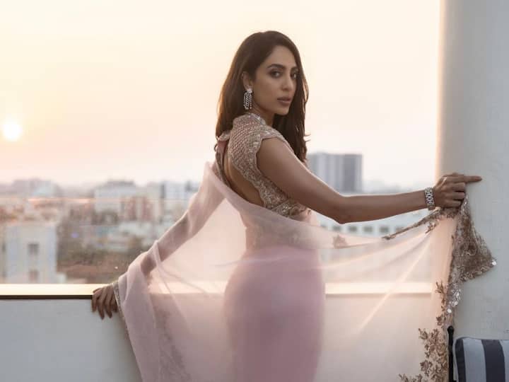 Sobhita Dhulipala was seen wearing a gorgeous pastel pink saree for the Ponniyin Selvan 2 trailer launch event.