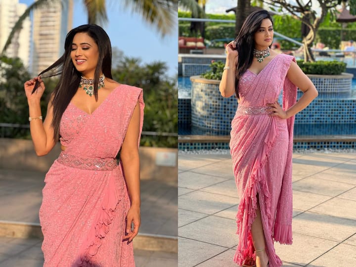 TV actor Shweta Tiwari donned elegance in a pink colour ready-to-wear saree. Check out pics
