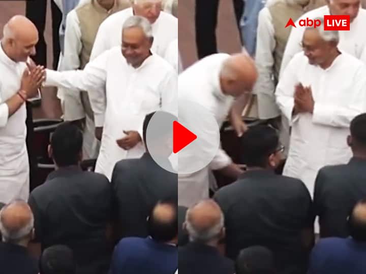 Bihar Education Minister Chandrashekhar Touched CM Nitish Kumar Feet Video BJP Nikhil Anand Asked 3 Questions ann VIDEO: रामचरितमानस पर विवाद के बाद हो गई 'दोस्ती'! शिक्षा मंत्री ने छुए CM नीतीश के पांव, BJP ने पूछ दिए 3 सवाल