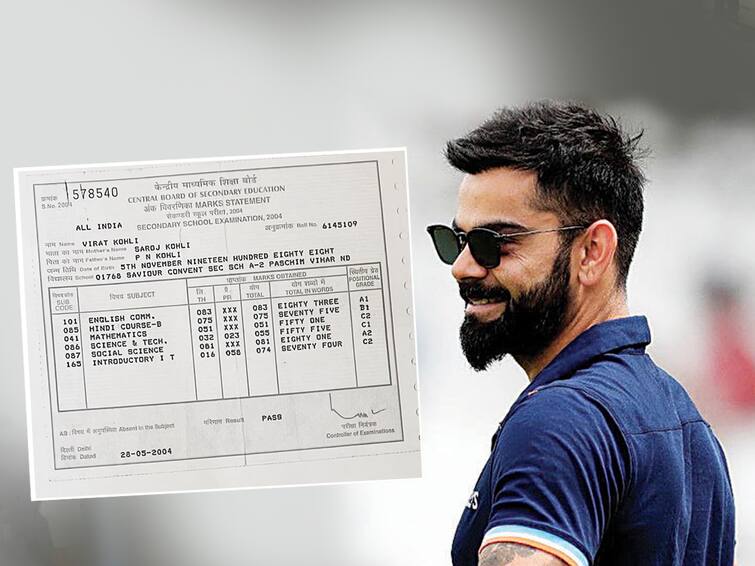 Virat Kohli Shared his 10th Marksheet Passed in 2004 Pic Gone Viral Kohli 10th Marksheet : विराट कोहली गणितात कच्चा, दहावीचे मार्कशीट व्हायरल 