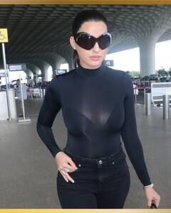 Nora fatehi: બ્લેક આઉટફિટમાં નોરા ફતેહીનો શાનદાર એરપોર્ટ લૂક, જુઓ તસવીરો