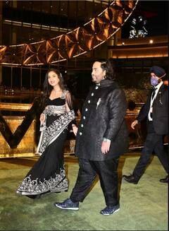 Anant Ambani Radhika Merchant Photos: બ્લેક સાડીમાં મુકેશ અંબાણીની પુત્રવધુ રાધિકા મર્ચેન્ટે લૂંટી મહેફીલ, જુઓ તસવીરો