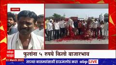 Jalna : जालन्यातील शेतकऱ्यांनी रस्त्यावर फेकून दिली 'गुलाब, मोगऱ्याची फूल, भाव मिळत नसल्यानं संताप