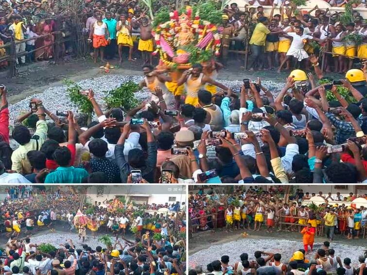 Villupuram 473rd Dimithi Festival at the ancient draupadi amman temple in Kiliperumbakkam TNN விழுப்புரம்: கீழ்பெரும்பாக்கம் பழமை வாய்ந்த திரௌபதியம்மன் கோவில் 473வது ஆண்டு தீமிதி விழா