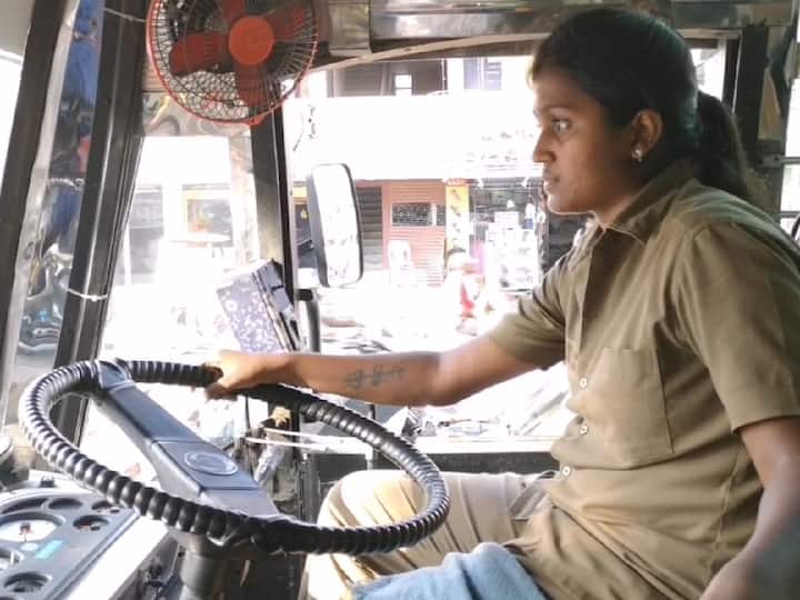 Many people are praising Sharmila who is the first women bus driver of Coimbatore TNN கோவையை கலக்கும் முதல் பெண் பேருந்து ஓட்டுநர்  -  குவியும் பாராட்டுகள்