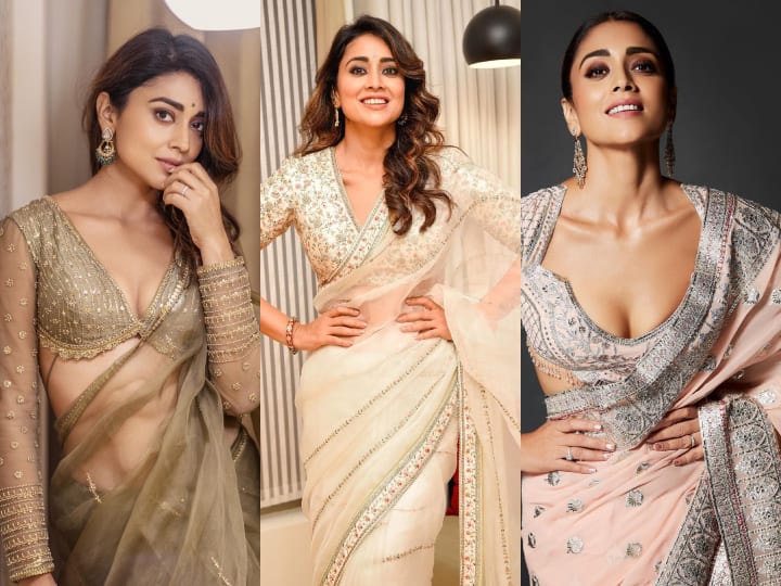 Shriya Saran in Saree Photos: 'दृश्यम 2' एक्ट्रेस श्रिया सरन साड़ी लुक में वह बेहद खूबसूरत लगती हैं. वेडिंग सीजन में श्रिया सरन से आप भी इंस्पिरेशन ले सकती हैं.