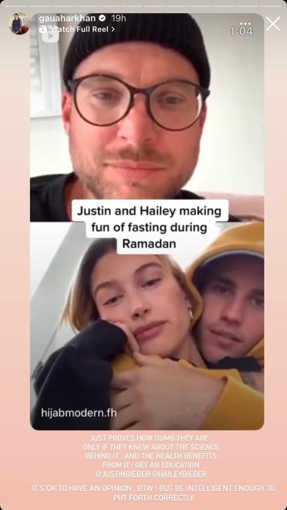 Just Proves How Dumb...': Gauahar Khan Calls Out Justin Bieber And Hailey Bieber For Their Opinion On Ramadan Fasting