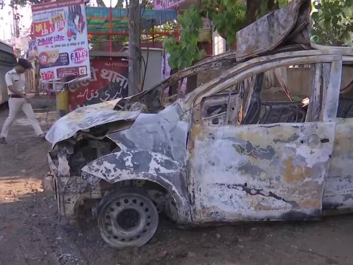 Here is a visual of a car that was destroyed yesteday during the clash. Ashok Mishra, SP, Nalanda while talking to ANI this morning said, 