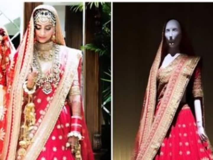Sonam Kapoor red wedding outfit was displayed at NMACC on 2 April 2023 actress shared pics Sonam Kapoor की शादी का लाल जोड़ा था बेहद एक्सपेंसिव, 6 महीने में हुआ था तैयार, अब  NMACC में किया गया डिस्प्ले