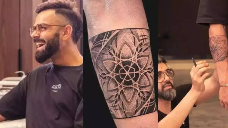 IPL 2023: Virat Kohli gets new tattoo before IPL 2023, the meaning behind it will blow your mind Virat Kohli: আইপিএল শুরুর আগে দুই শহরে ৮ ঘণ্টা ধরে নতুন ট্যাটু করালেন কোহলি
