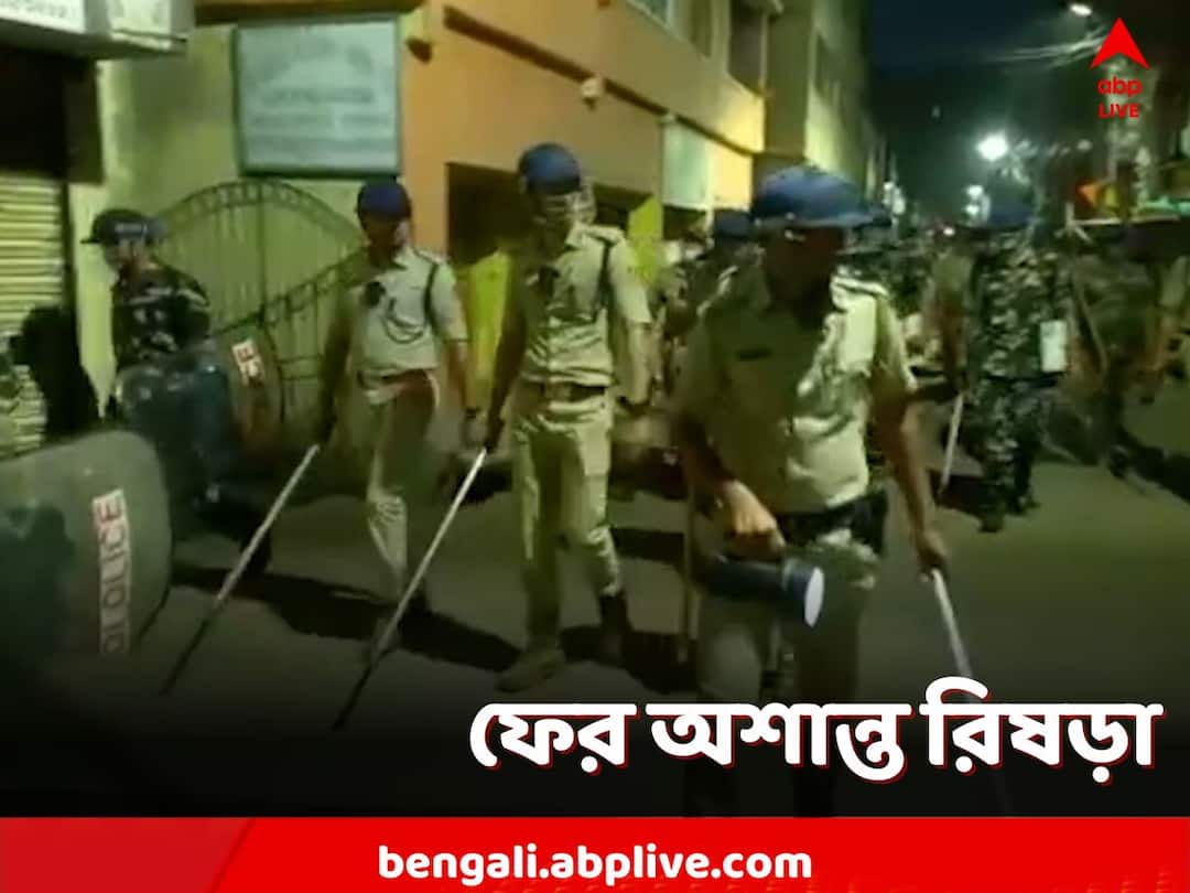 rishra violence, Hooghly, new violence at night, trains stopped on Howrah-Burdwan main line Rishra Violence: ফের অশান্ত রিষড়া, ট্রেনে পাথর, বন্ধ হাওড়া-বর্ধমান মেন লাইন
