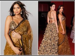 Suhana Khan Turns A Vision To Behold In A Shimmery Sabyasachi Saree, Poses With BFF Ananya Panday | PICS