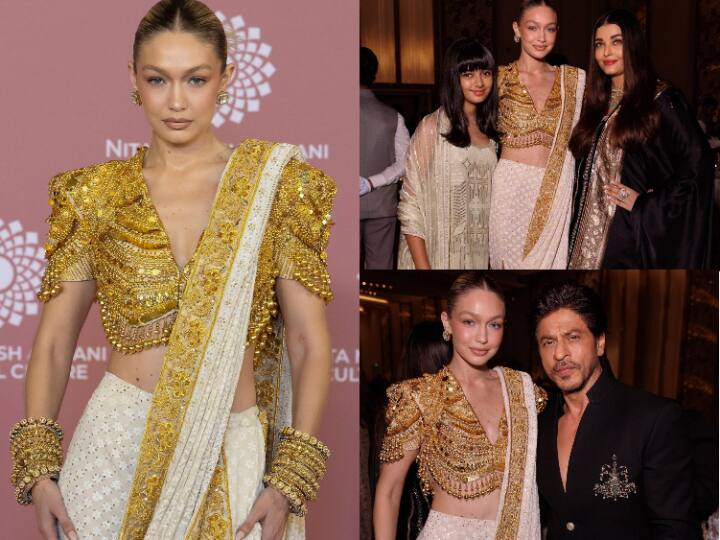 Gigi Hadid shares Shah Rukh Khan Aishwarya Rai  photos at NMACC event NMACC इवेंट में शाहरुख, ऐश्वर्या के साथ पोज़ देती दिखीं Gigi Hadid, तस्वीरें शेयर कर बोलीं-‘ये कभी नहीं भूलूंगी’