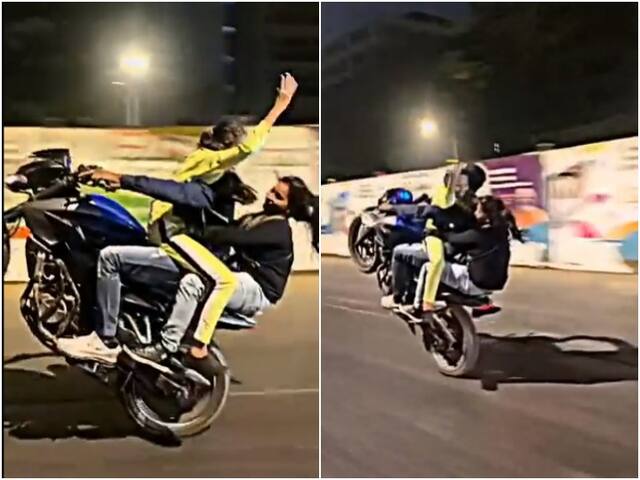 Police Arrested A Man Doing Bike Stunt With Two Girls In Mumbai | आगे लड़की, पीछे लड़की... बीच में बाइक राइडर! यहां देखें खतरनाक स्टंट का वीडियो
