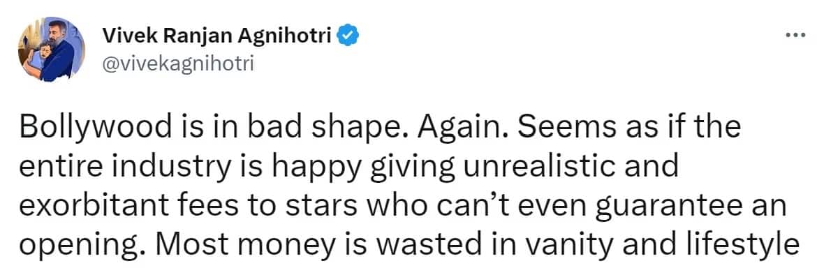 स्टार के घमंड में पैसा बर्बाद,' विवेक अग्निहोत्री ने फिल्मों के बॉक्स ऑफिस कलेक्शन पर कसा तंज