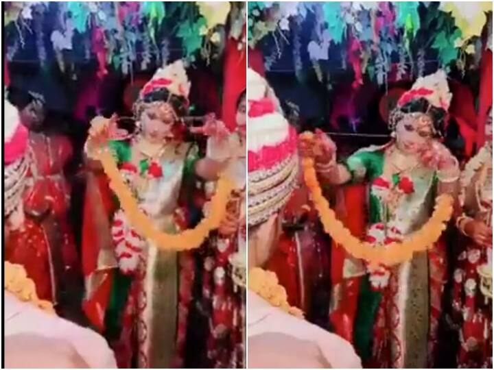 bride is seen dancing like a puppet funny video goes viral on social media Video: हाथों में वरमाला लिए कठपुतली की तरह डांस कर रही थी दुल्हन, बहुत कम देखने को मिलता है ऐसा डांस