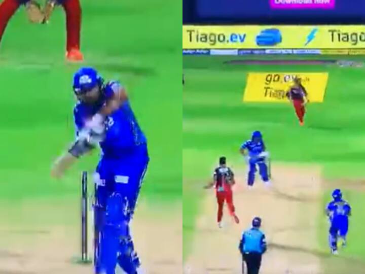 RCB player heard saying to Siraj Helmet Pe Maar after Rohit Sharma's shot fans says this kohli Watch Video IPL 2023: 'हेलमेट पर मार इसके', रोहित के रन लेते ही RCB के खिलाड़ी की फिसली जुबान, फैंस ने कोहली पर लगाया आरोप!