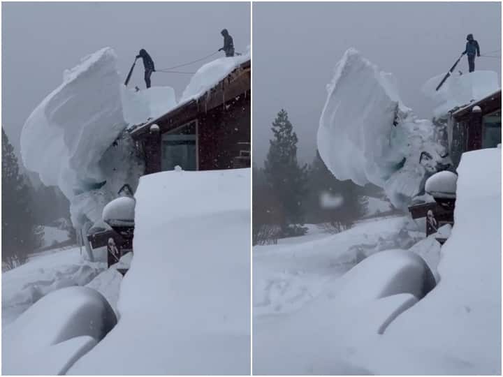 Video: आरी से काटकर हटाई गई घर की छत से बर्फ की बड़ी-बड़ी स्लैब, ये सीन आपके कहीं नहीं मिलेगा Amid intense snowfall in California Huge slab of snow removed from house rooftop Video: आरी से काटकर हटाई गई घर की छत से बर्फ की बड़ी-बड़ी स्लैब, ये सीन आपके कहीं नहीं मिलेगा