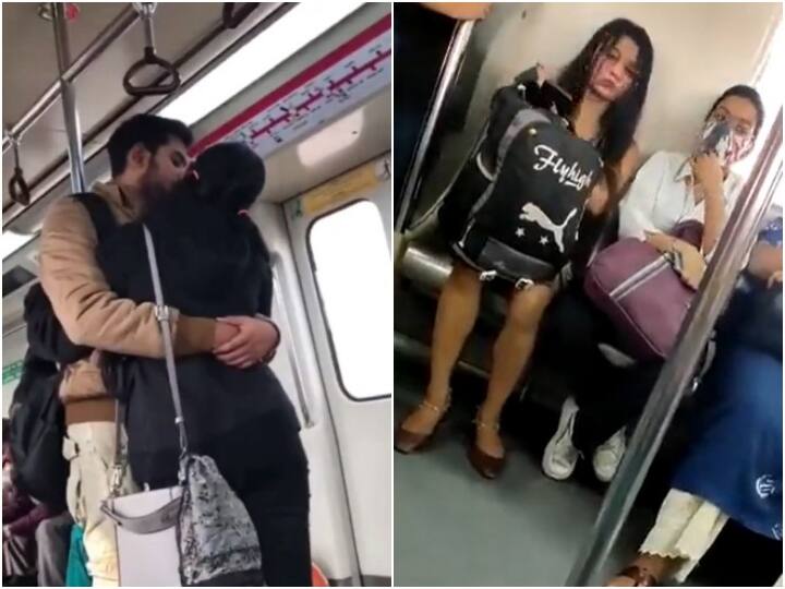 video of Delhi Metro going viral from couple kiss to girls fight कपल Kiss से लेकर लड़कियों की लड़ाई तक... वायरल हो रहे मेट्रो के ये वीडियो! आपने देखे?