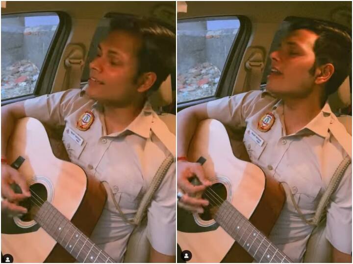 Delhi cop Sing Aabaad Barbaad Song and play guitar wins hearts online दिल्ली पुलिस कर्मी ने गिटार बजाते हुए गाया गाना, जिसने वीडियो देखा वो ही शेयर कर रहा है...