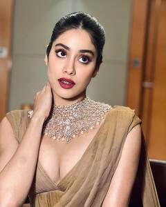 Janhvi Kapoor Looks Royal In A Golden Saree