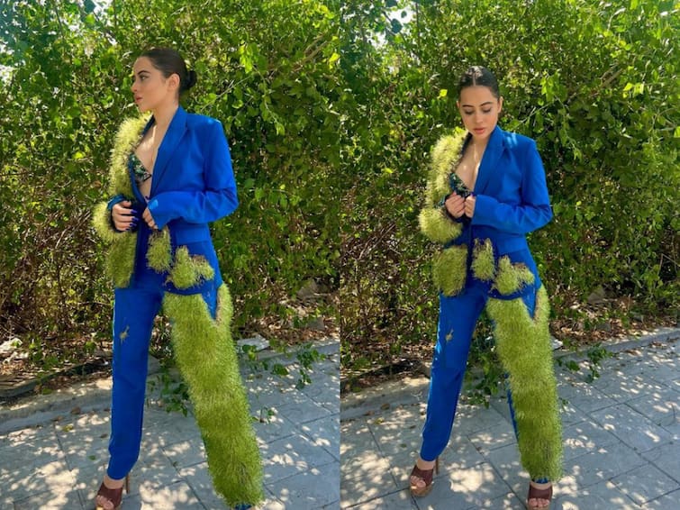 Uorfi Javed Wears A Dress With Patches Of Grass. Here's How She Made It Uorfi Javed Wears A Dress With Patches Of Grass. Here's How She Made It