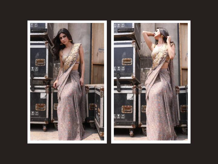 Mouni Roy always aces her saree looks, and this time she was seen in a lovely pastel saree. Here are the pictures.