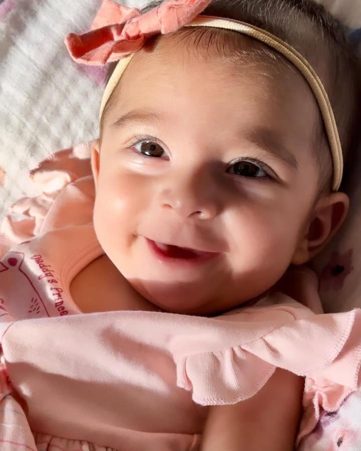 The adorable infant looks similingly into the camera in the picture shared by Bipasha. Bipasha shared the picture on Wednesday night on her official social media handle.
