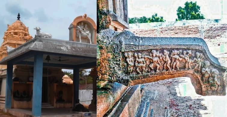 Spiritual travel Heroism of Women Sculptures at the Temple Sanctum Komukhi near Tanjore TNN பெண்களின் வீரம்... தஞ்சை அருகே கோவில் கருவறை கோமுகியில் உள்ள சிற்பங்கள்