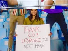 Urvashi Rautela Reacts To Woman Holding A Placard Saying 'Thank God Urvashi Is Not Here'; Fan Says 'Take It Easy'