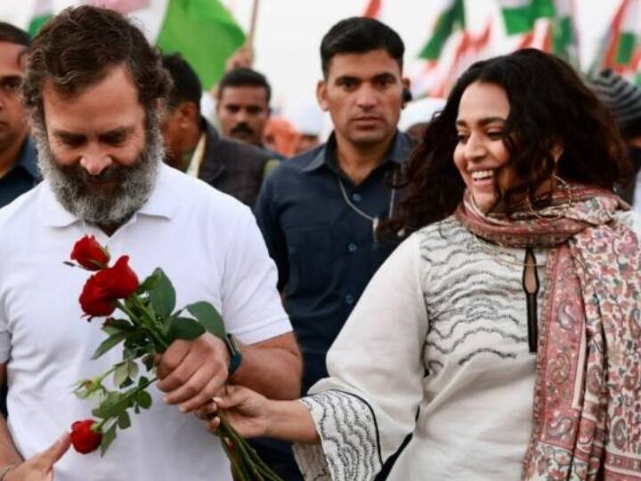 bjp shared rahul gandhi Swara Bhasker photo aginst congress counter on Kiccha Sudeep support गुलाब, स्वरा भास्कर और राहुल गांधी! क्यों बीजेपी ने शेयर की ये फोटो, जानें किच्चा सुदीप से क्या है कनेक्शन