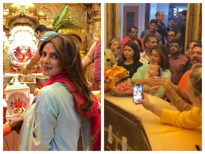 Priyanka Chopra, who is in India with her daughter Malti Marie Jonas, visited Siddhivinayak Temple with her on Thursday.