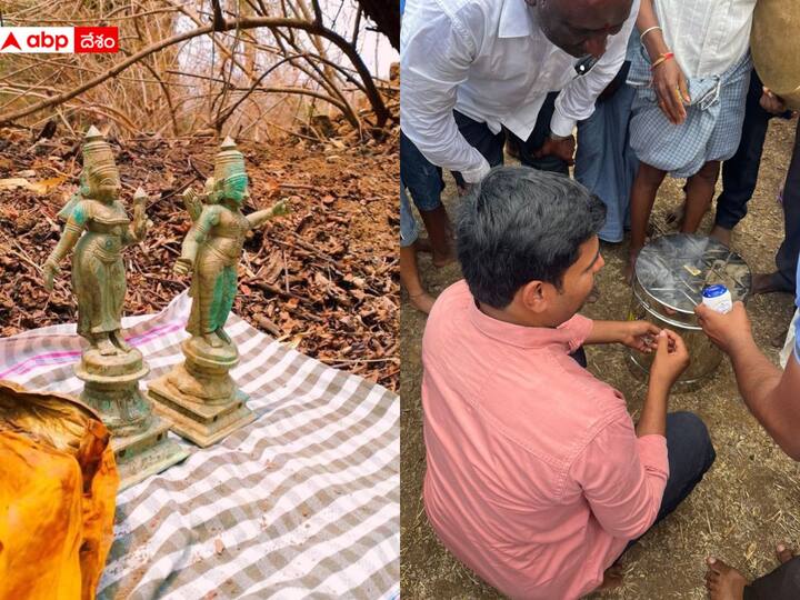 Lord Sita rama Idols found while doing work at Jannaram in Mancherial District DNN Idols Of Sitaram: ఉపాధి హామీ పనుల్లో బయటపడ్డ సీతారాముల విగ్రహాలు, స్వాధీనం చేసుకున్న రెవెన్యూ అధికారులు