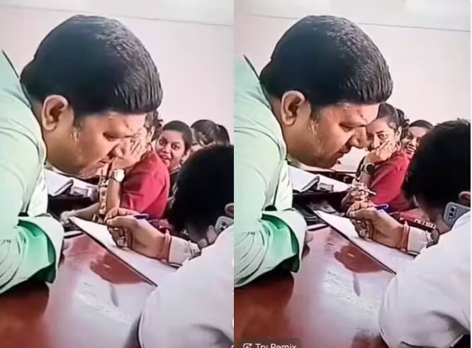 student-talking-on-mobile-in-class-teacher-funny-viral-video Video: ਕਲਾਸ ‘ਚ ਚੋਰੀ-ਚੋਰੀ ਫੋਨ ‘ਤੇ ਗੱਲ ਕਰ ਰਿਹਾ ਸੀ ਮੁੰਡਾ, ਫਿਰ ਟੀਚਰ ਨੇ ਜੋ ਕੀਤਾ ਉਹ ਸੀ ਬਹੁਤ ਮਜ਼ੇਦਾਰ, ਵੇਖੋ ਵੀਡੀਓ